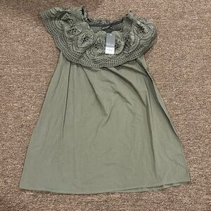 NWT Off Shoulder Dorothy Perkins 12 Green Ruffle Dress Womens Blouse shirt